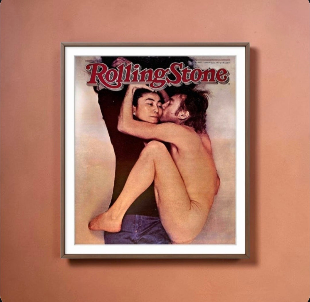 11x14 Framed Vintage iconic January 22, 1981 Rolling Stone magazine cover featuring John Lennon and Yoko Ono print