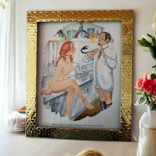 8x10 Original Gold framed vintage pin-up art print