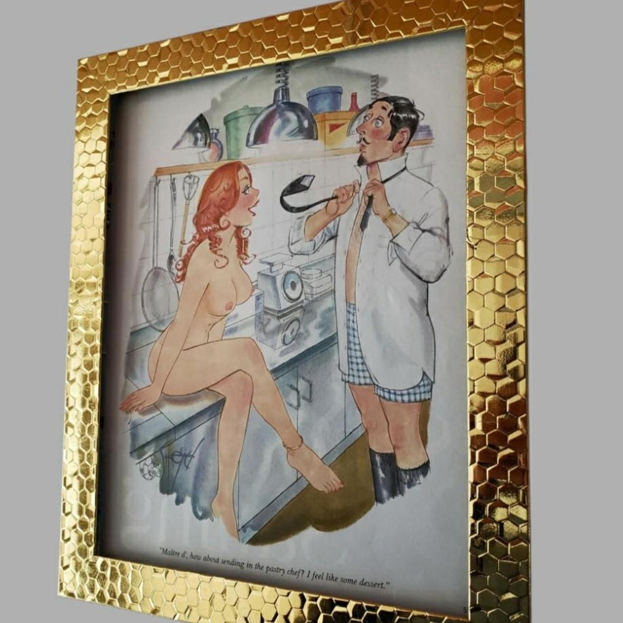 8x10 Original Gold framed vintage pin-up art print
