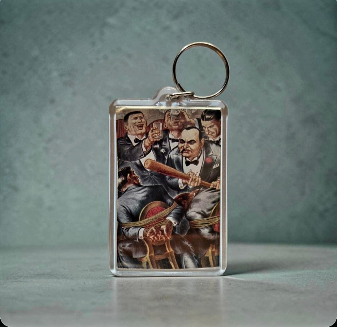 Keychain features a famous illustration depicting Al Capone