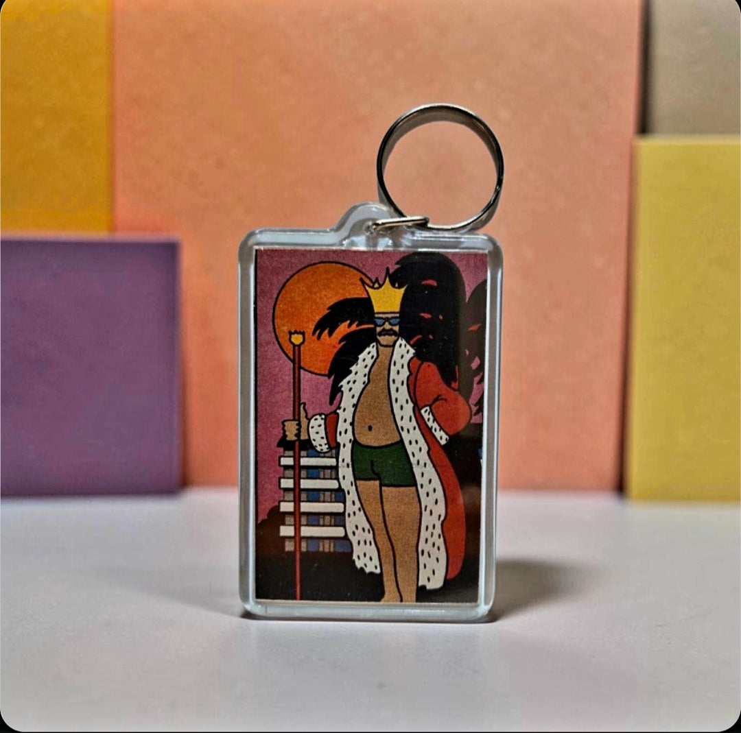 Toyotomi Hideyoshi, designed for a custom Sengoku Hanafuda card game keychain
