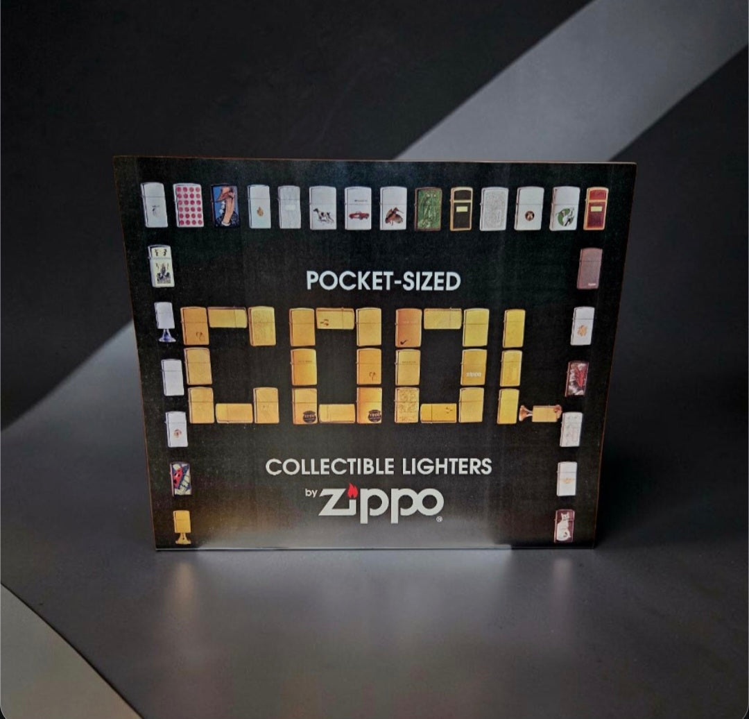 10x12 Vintage Framed promotional print featuring the "Pocket-Sized Cool Collectible Lighters by Zippo"