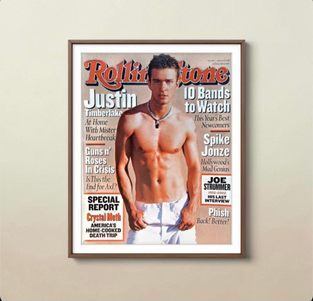 11x14 Framed print of Justin Timberlake on the iconic cover of Rolling Stone Magazine