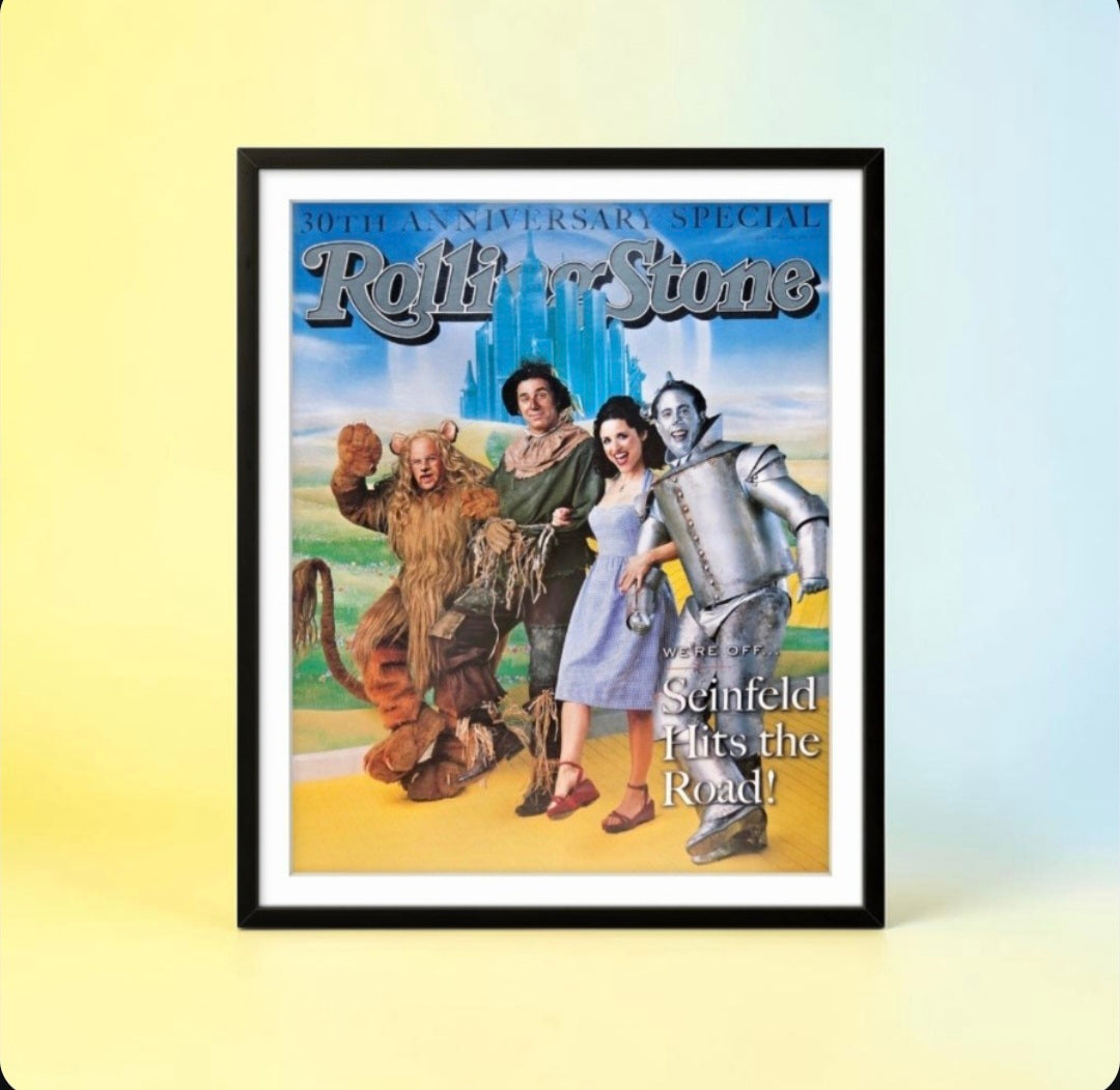 11x14 Framed Vintage Rolling Stone magazine featuring the cast of Seinfeld dressed as characters from The Wizard of Oz print