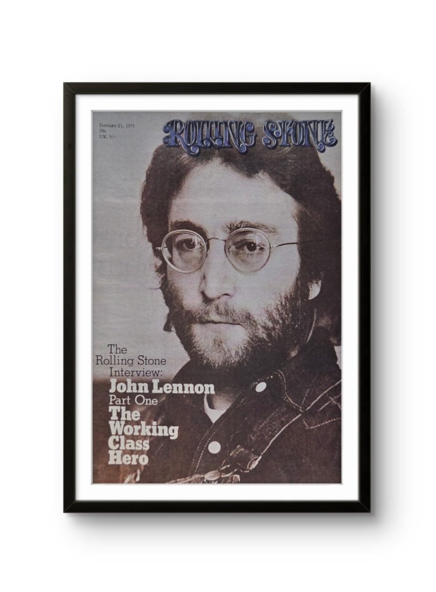 11x14 Framed January 21, 1971 Rolling Stone magazine cover print showcasing a portrait of John Lennon