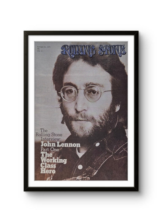 11x14 Framed January 21, 1971 Rolling Stone magazine cover print showcasing a portrait of John Lennon