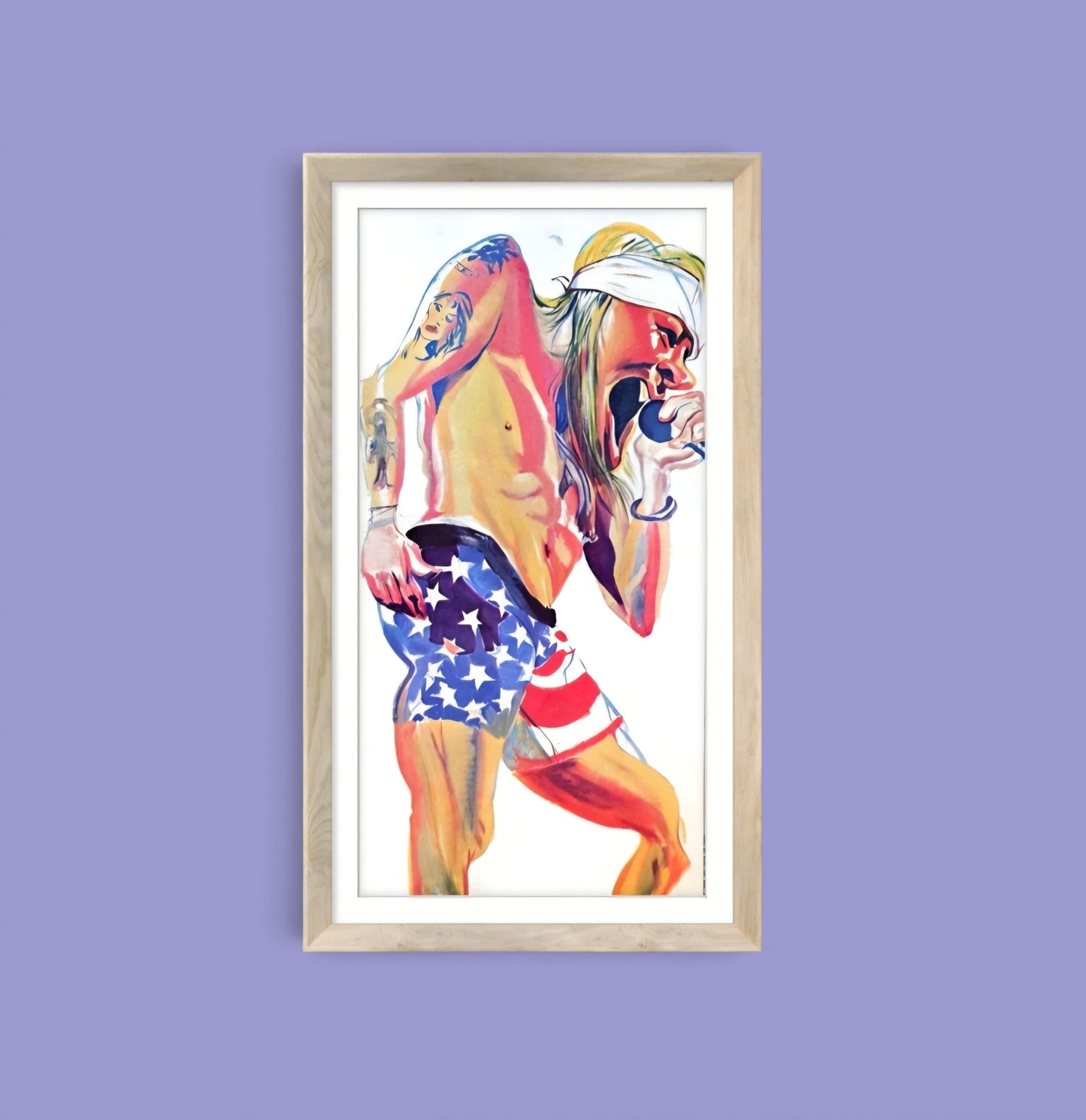 8x15 Framed Illustrative portrait print of Guns N' Roses frontman Axl Rose